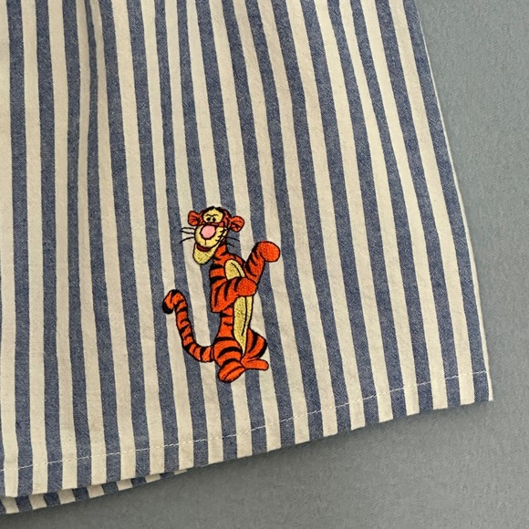 VTG Disney Store Womens Sleep Shorts L Blue Stripe Tigger Pajamas Loungewear - Picture 2 of 13